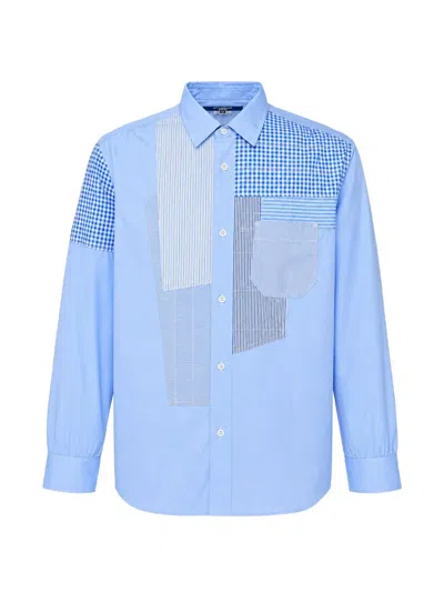 Junya Watanabe Patchwork-design Long-sleeve Shirt In Blue