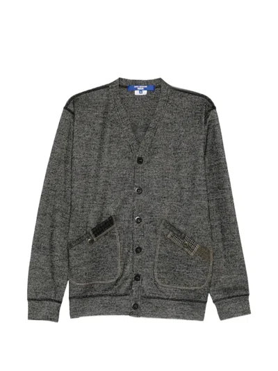 Junya Watanabe Patchwork-detail Button-up Cardigan In Grey
