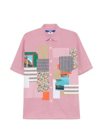 Junya Watanabe Patchwork-panel Gingham Shirt In Pink