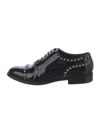 Pre-owned Junya Watanabe Patent Leather Graphic Print Sneakers In Black