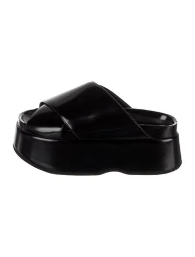 Pre-owned Junya Watanabe Patent Leather Slides In Black