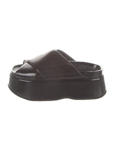 Pre-owned Junya Watanabe Patent Leather Slides In Brown