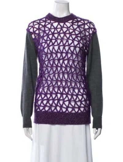 Pre-owned Junya Watanabe Patterned Crew Neck Sweater In Purple