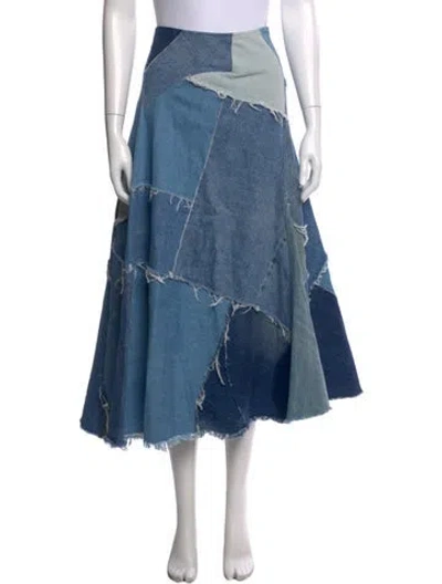 Pre-owned Junya Watanabe Patterned Long Skirt In Blue