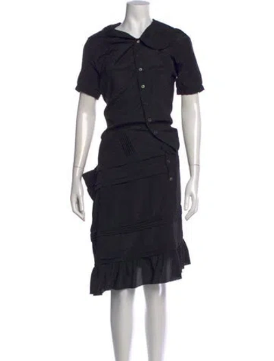 Pre-owned Junya Watanabe Patterned Midi Length Dress In Black