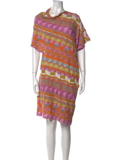 Pre-owned Junya Watanabe Patterned Midi Length Dress In Multicolor