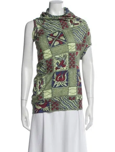 Pre-owned Junya Watanabe Patterned Turtleneck Top In Green