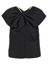 Junya Watanabe Draped Back Top With Bow And Pearls In Black