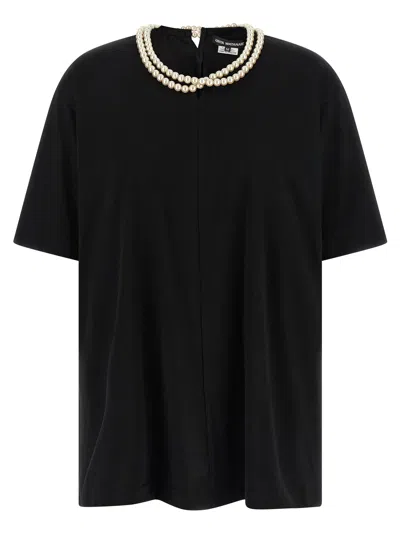 Junya Watanabe Pearl Necklace T-shirt In Black