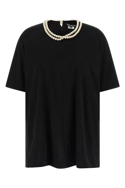 Junya Watanabe Pearl Necklace T-shirt In Black