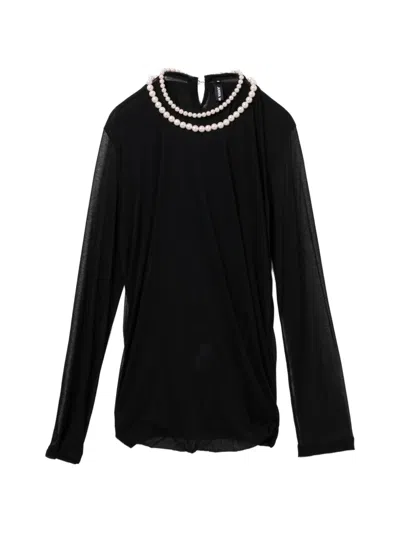 Junya Watanabe Pearl-embellished Top In Black