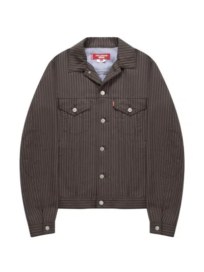 Junya Watanabe Pinstripe Elbow-patch Jacket In Multi