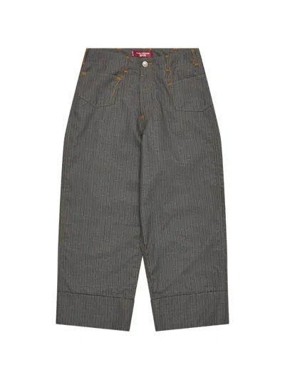 Junya Watanabe Pinstripe-pattern Trousers In Gray