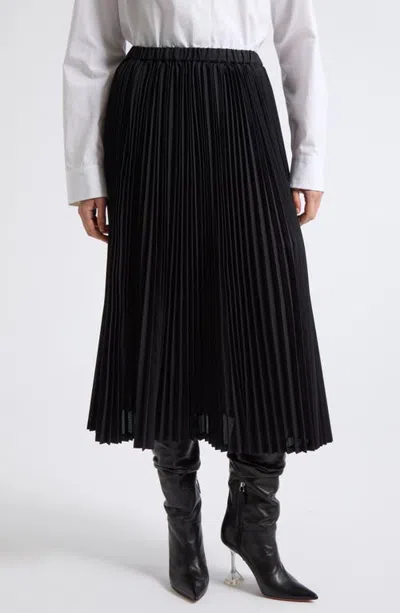 Junya Watanabe Pinstripe Pleated Midi Skirt In Black