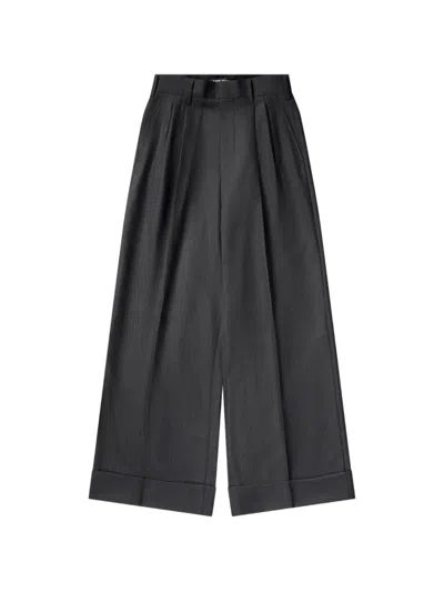 Junya Watanabe Pinstripe Pleated Trousers In Gray
