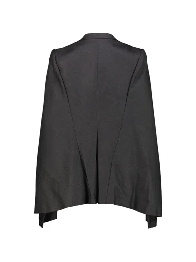 Junya Watanabe Pinstriped Wool Cape-blazer In Gray
