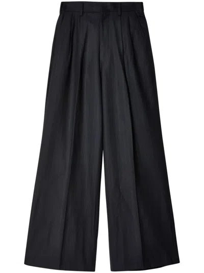 Junya Watanabe Pinstriped Wool Tailored Pants In Blue