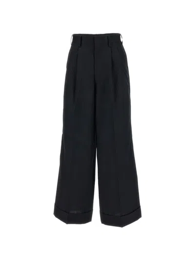 Junya Watanabe Pinstripe-pattern Pleated Trousers In Black