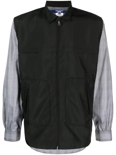 Junya Watanabe Plaid-check Panelled Cotton Jacket In Schwarz
