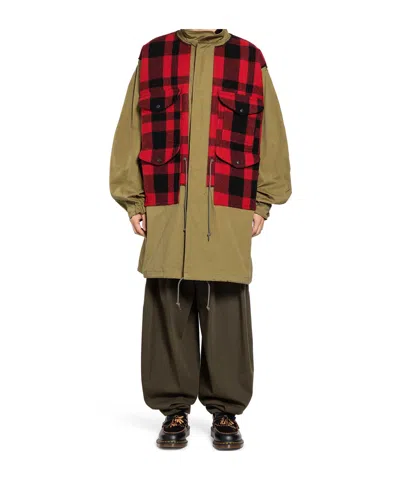 Junya Watanabe Checked Fishtail Parka In Green