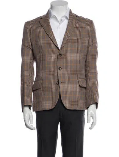 Pre-owned Junya Watanabe Plaid Print Blazer In Brown