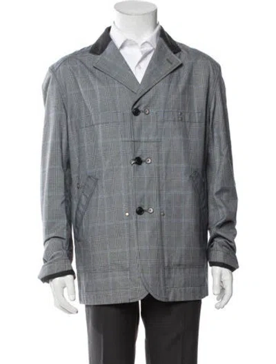 Pre-owned Junya Watanabe Plaid Print Coat W/ Tags In Gray