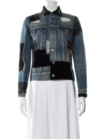 Pre-owned Junya Watanabe Plaid Print Denim Jacket W/ Tags In Blue