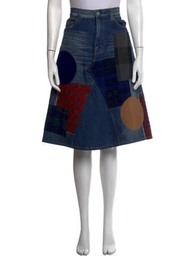 Pre-owned Junya Watanabe Plaid Print Knee-length Skirt In Blue