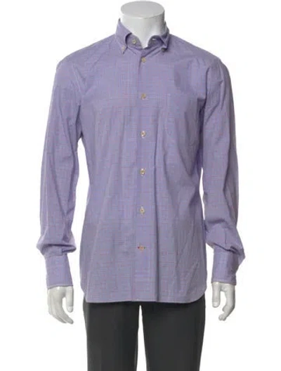 Pre-owned Junya Watanabe Plaid Print Long Sleeve Shirt In Blue