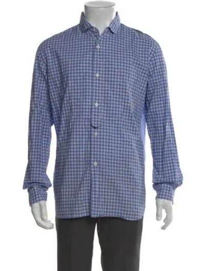 Pre-owned Junya Watanabe Plaid Print Long Sleeve Shirt In Blue