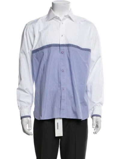 Pre-owned Junya Watanabe Plaid Print Long Sleeve Shirt In Blue