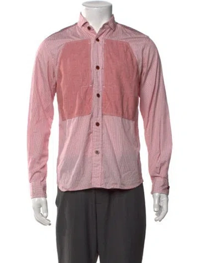 Pre-owned Junya Watanabe Plaid Print Long Sleeve Shirt In Red/white