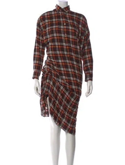 Pre-owned Junya Watanabe Plaid Print Midi Length Dress In Neutral