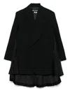 Junya Watanabe Wool Pleated Long Blazer In Black