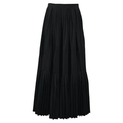 Junya Watanabe Pleated Accents Midi Length Skirt In Black Polyester