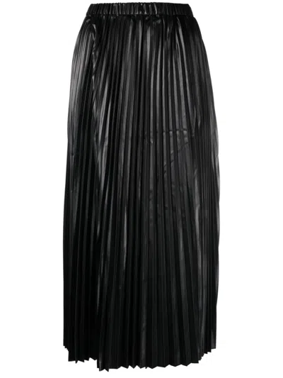 Junya Watanabe Pleated Cotton Skirt In Black
