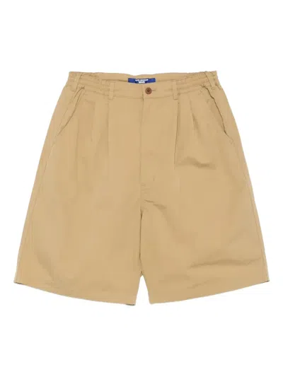 Junya Watanabe Pleated Elastic-waist Chino Shorts In Brown