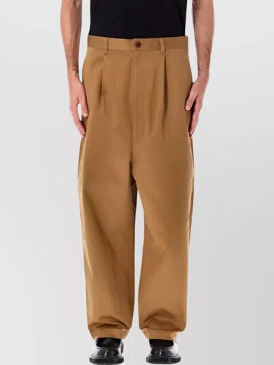 Junya Watanabe Pleated Front Chino Trousers And Pockets In Brown