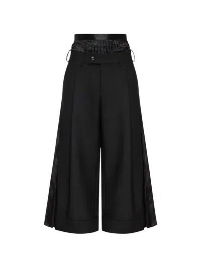 Junya Watanabe Pleated Layered Trousers In Black