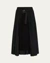 Junya Watanabe Pleated Maxi Wrap Skirt In Black X Black