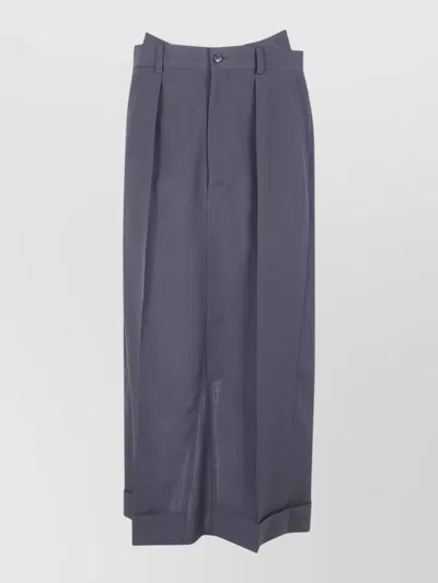 Junya Watanabe Pleated Midi Pants Belt Loops Back Pocket In Blue