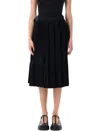 Junya Watanabe Pleated Belted Midi Skirt Asymmetric In Black