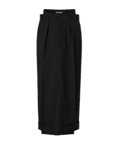 Junya Watanabe Pleated Midi Skirt In Black