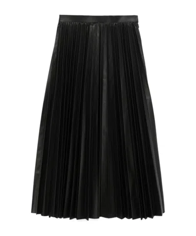 Junya Watanabe Pleated Midi Skirt In Black