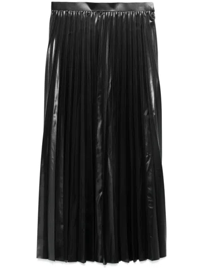 Junya Watanabe Pleated Midi Skirt In Black