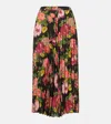 Junya Watanabe Flower Pattern Printed Pleated Midi Skirt In Black