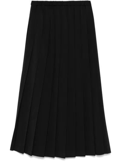 Junya Watanabe Pleated Midi Skirt With Flared Design And Elasticated Waist In Black
