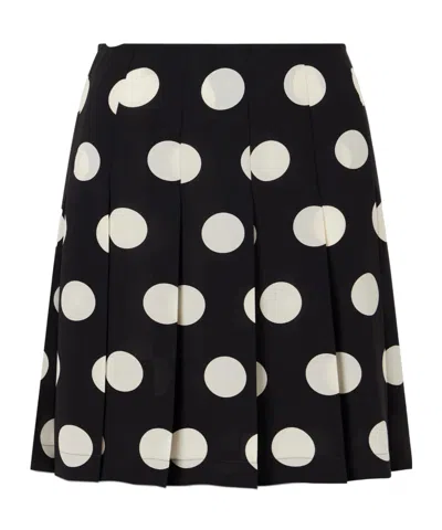 Junya Watanabe Pleated Polka-dot Georgette Midi Skirt In Black