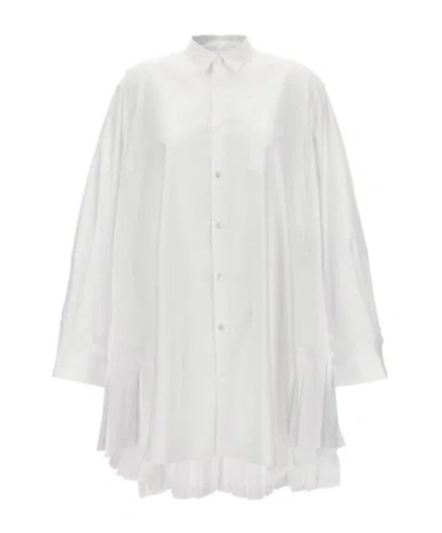 Junya Watanabe Pleated Shirt Dress In White