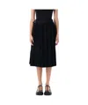 Junya Watanabe Pleated Midi Skirt With Integrated Belt And Side Buckle In Black